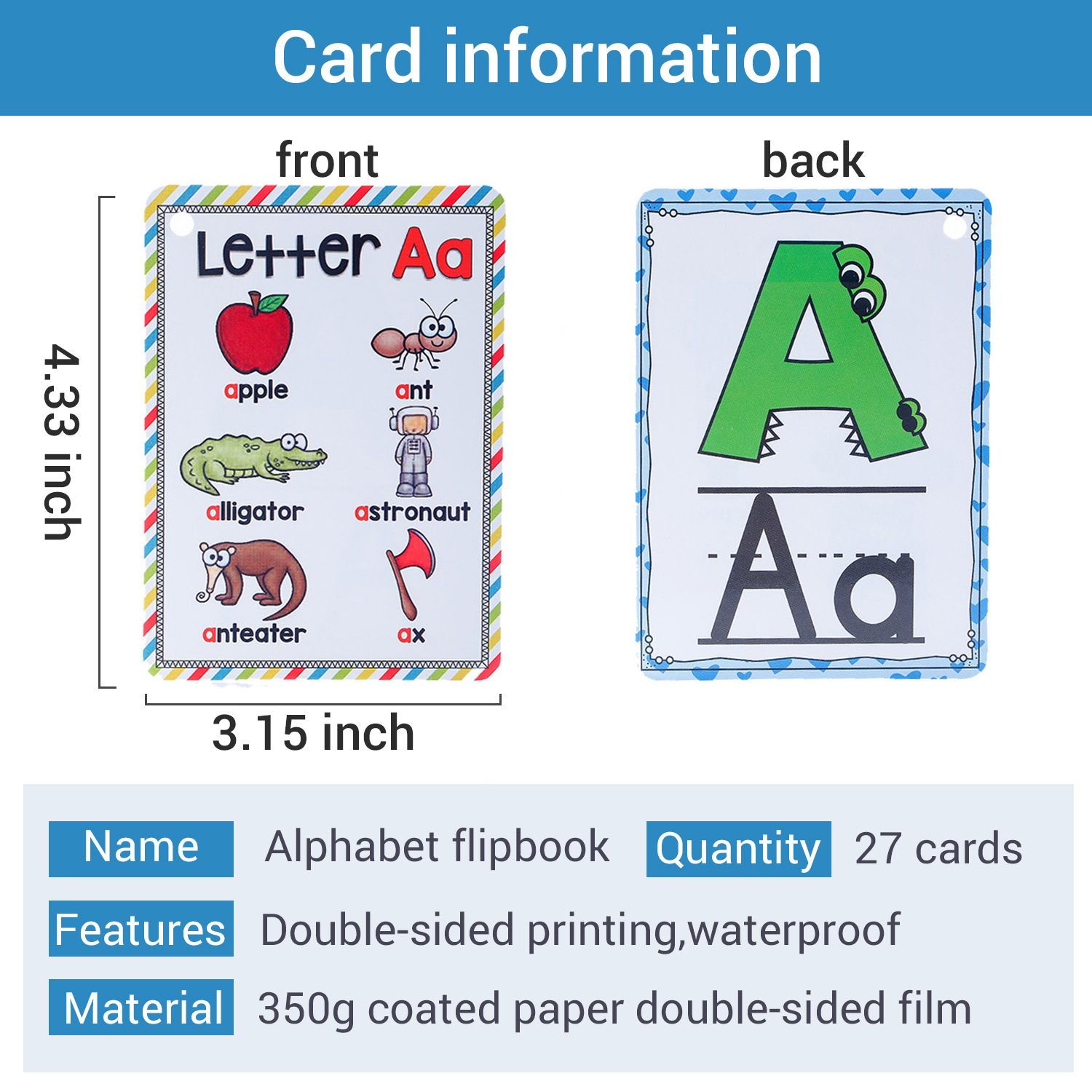 Bview Art anglais 26 lettres A - Educational Flash Card avis et prix